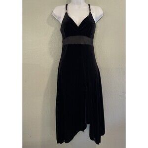 Vintage 90s Dress M Whimsigoth Fairy Grunge Velvet Asymmetric Y2K Babydoll Black